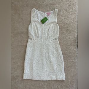 NWT Lilly Pulitzer BLAKELY SHIFT resort white dress size 4 sea swirling lace